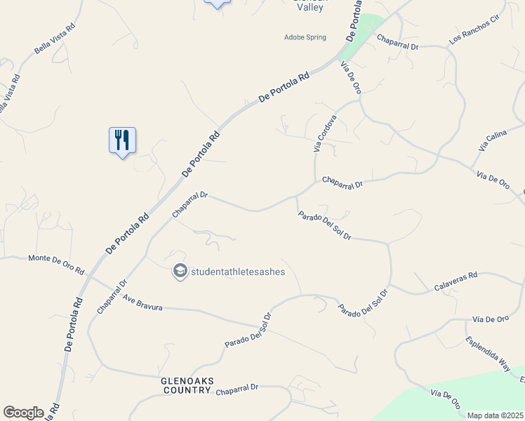 map of restaurants, bars, coffee shops, grocery stores, and more near Chaparral Drive in Riverside County