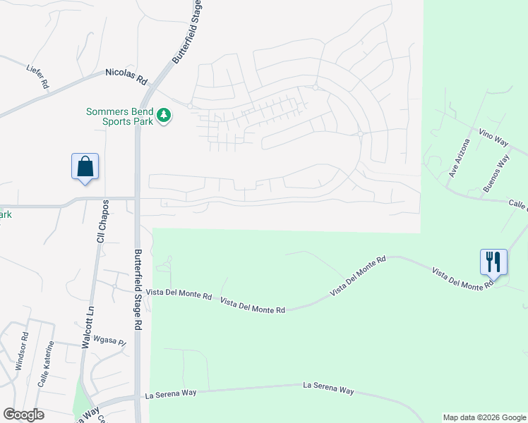 map of restaurants, bars, coffee shops, grocery stores, and more near 32225 Daybrook Terrace in Temecula