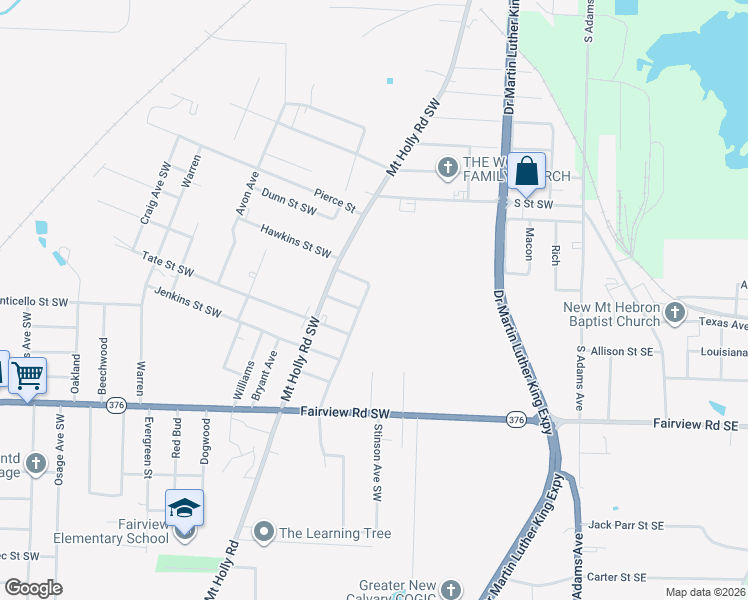 map of restaurants, bars, coffee shops, grocery stores, and more near 2305 Fearing Avenue Southwest in Camden