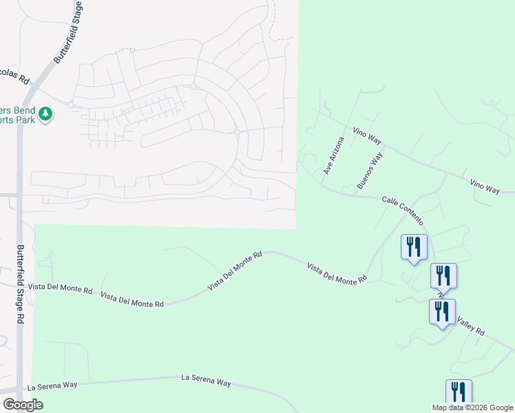 map of restaurants, bars, coffee shops, grocery stores, and more near 32345 Daybrook Terrace in Temecula