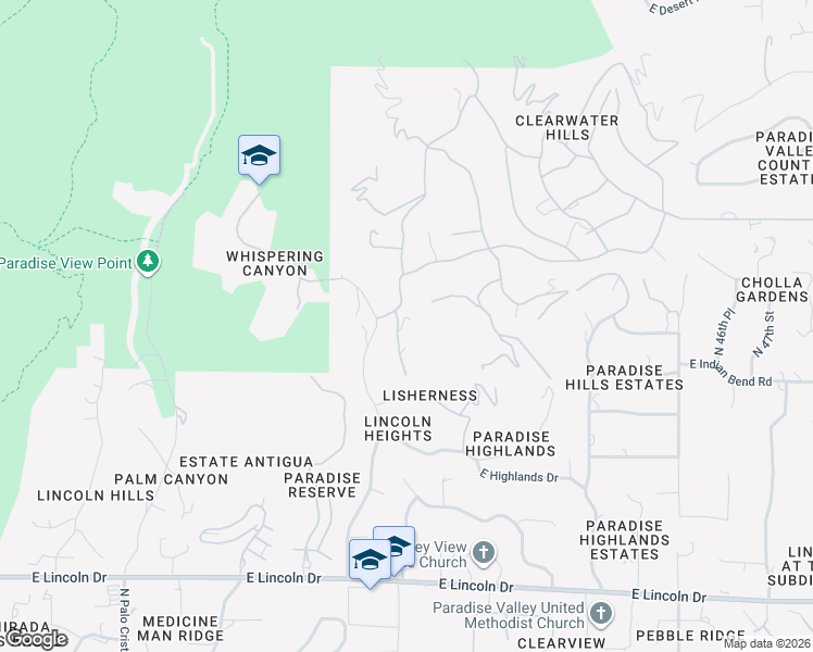 map of restaurants, bars, coffee shops, grocery stores, and more near 7043 North Longlook Road in Paradise Valley