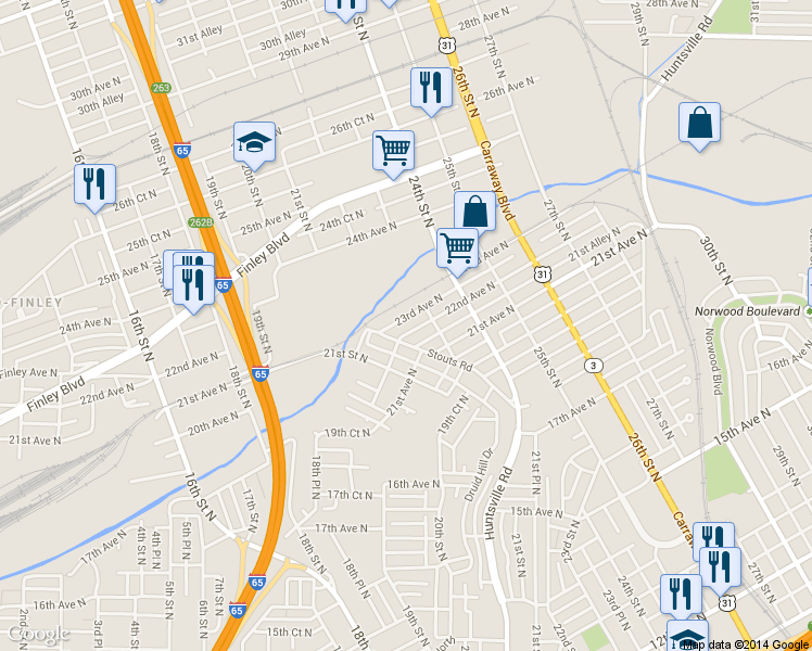 map of restaurants, bars, coffee shops, grocery stores, and more near 2208 22nd Avenue North in Birmingham