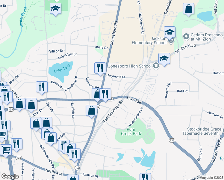 map of restaurants, bars, coffee shops, grocery stores, and more near 254 Wayne Avenue in Jonesboro