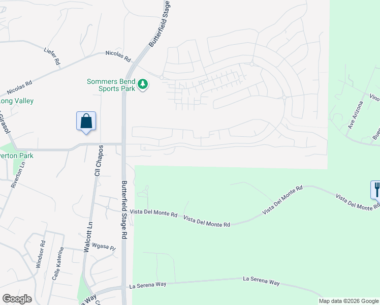 map of restaurants, bars, coffee shops, grocery stores, and more near 32800 Vista De Oro in Temecula