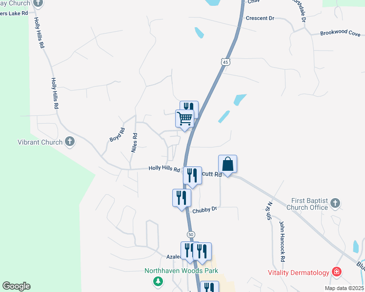 map of restaurants, bars, coffee shops, grocery stores, and more near 3157 U.S. 45 in Columbus