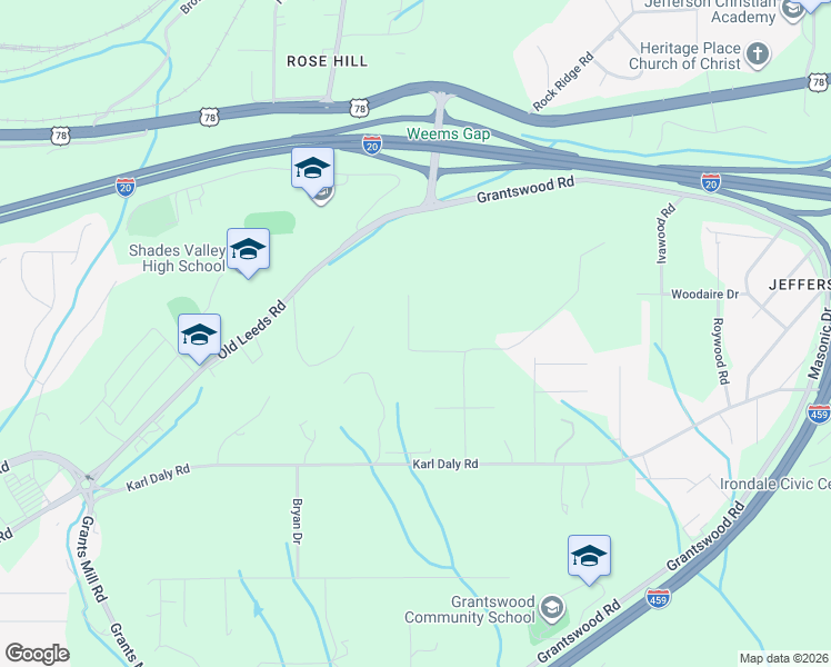map of restaurants, bars, coffee shops, grocery stores, and more near 3120 Naves Drive in Birmingham