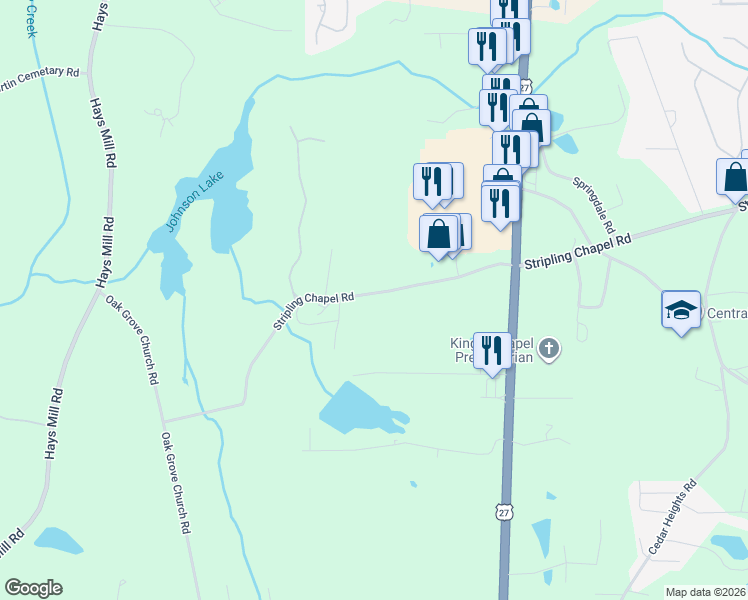 map of restaurants, bars, coffee shops, grocery stores, and more near 315-375 Stripling Chapel Road in Carrollton