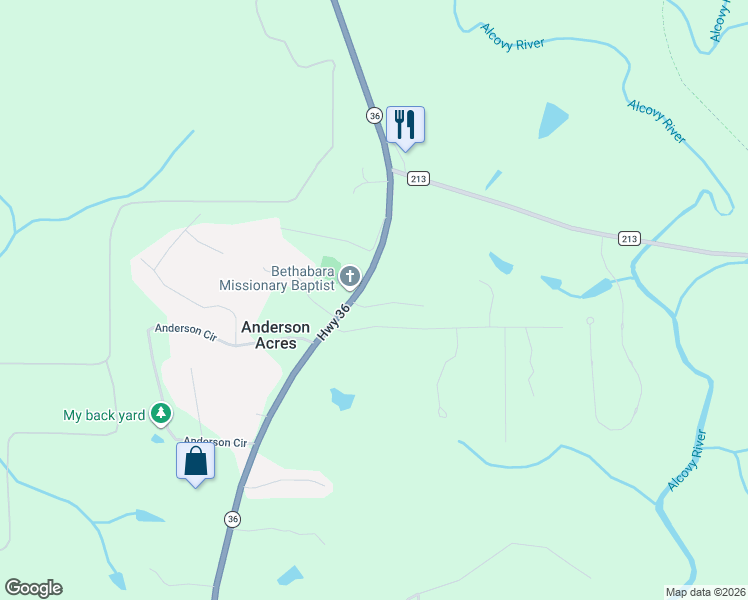 map of restaurants, bars, coffee shops, grocery stores, and more near 25 Windridge Drive in Covington
