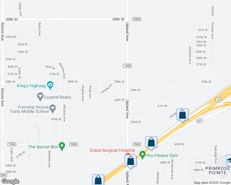 map of restaurants, bars, coffee shops, grocery stores, and more near 3115 Urbana Avenue in Lubbock