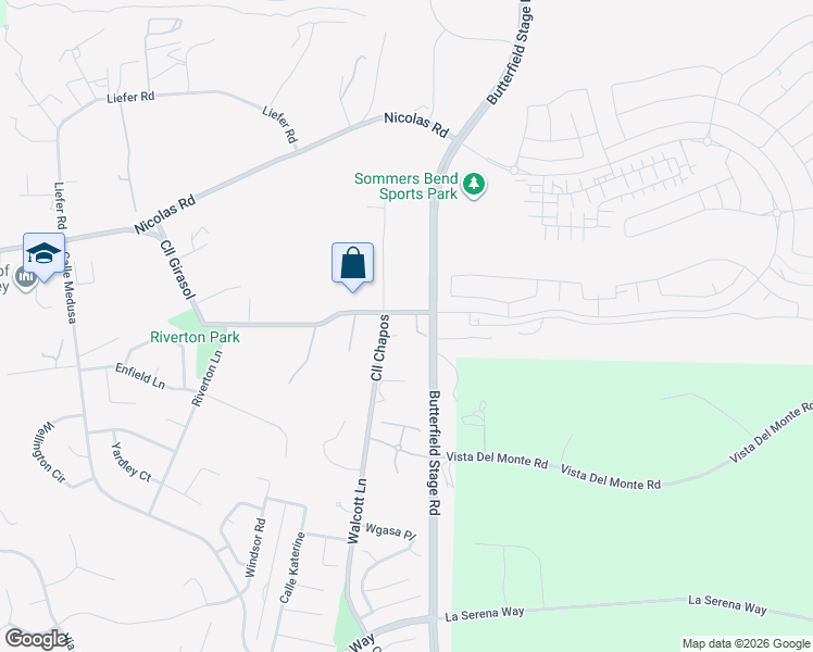 map of restaurants, bars, coffee shops, grocery stores, and more near 31950 Andrea Circle in Temecula