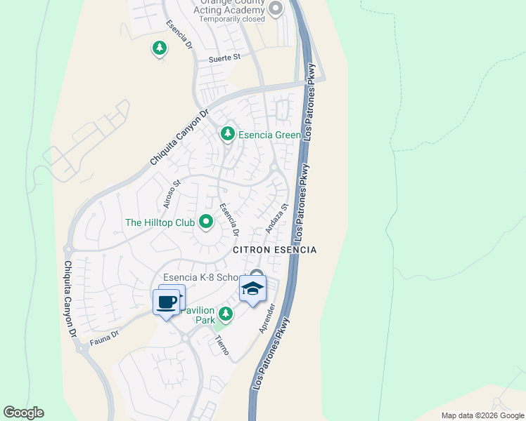 map of restaurants, bars, coffee shops, grocery stores, and more near 77 Majeza Court in Mission Viejo