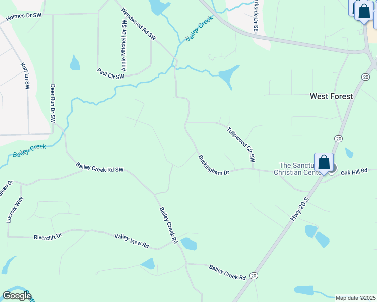map of restaurants, bars, coffee shops, grocery stores, and more near 346 Buckingham Drive Southwest in Conyers