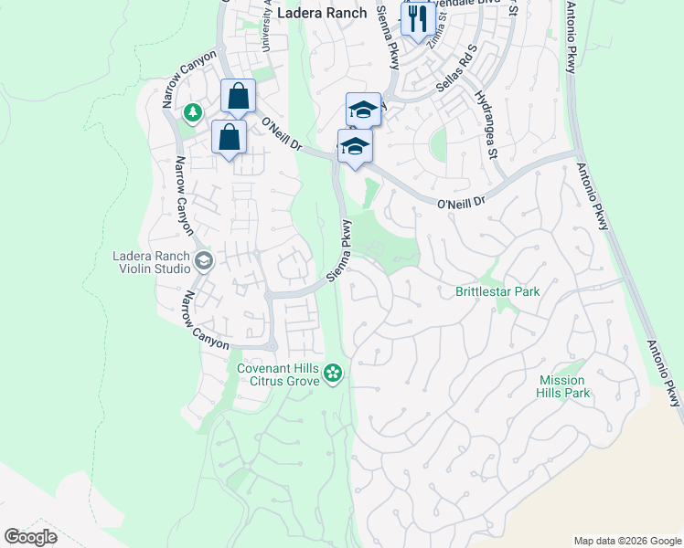 map of restaurants, bars, coffee shops, grocery stores, and more near 1 Drackert Lane in Mission Viejo