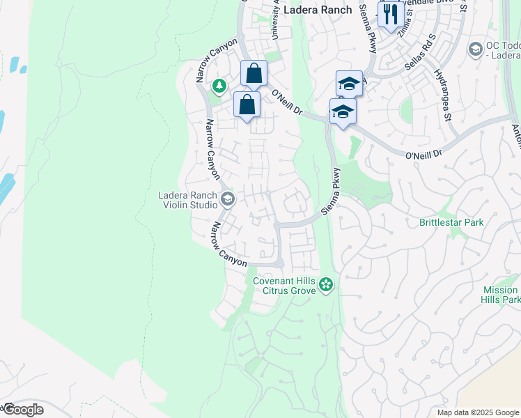 map of restaurants, bars, coffee shops, grocery stores, and more near 49 Platinum Circle in Mission Viejo