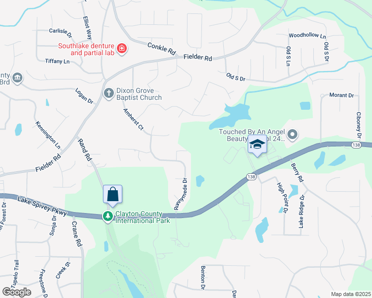 map of restaurants, bars, coffee shops, grocery stores, and more near Big Ben Court in Clayton County