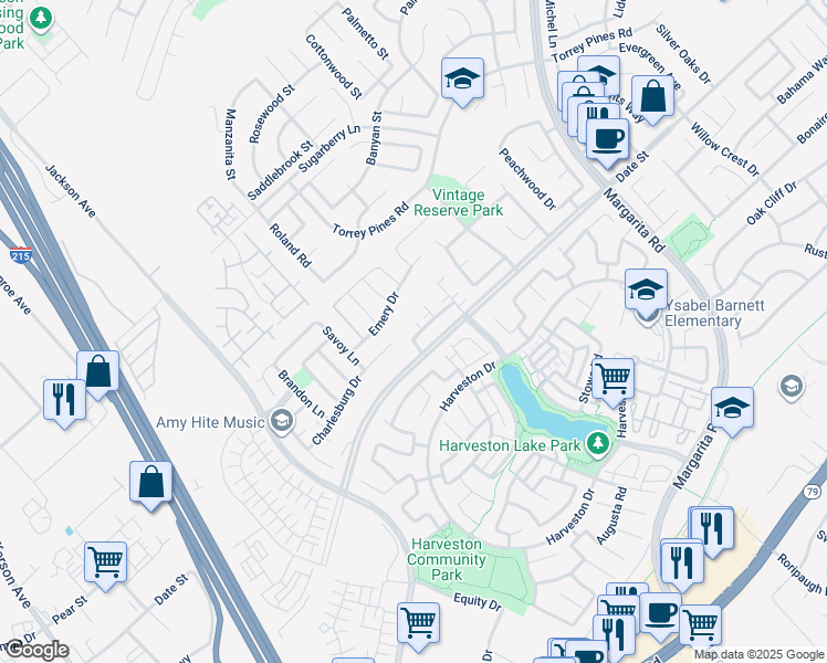 map of restaurants, bars, coffee shops, grocery stores, and more near 40349 Cape Charles Drive in Temecula