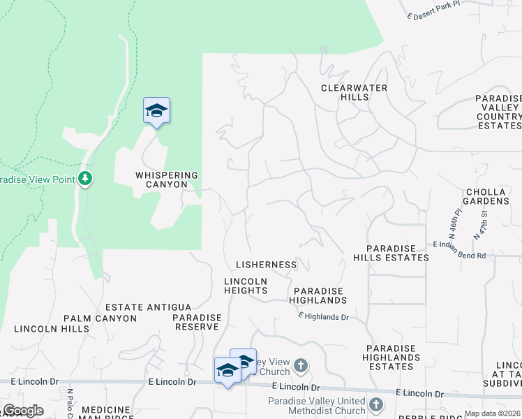 map of restaurants, bars, coffee shops, grocery stores, and more near 7043 North Longlook Road in Paradise Valley