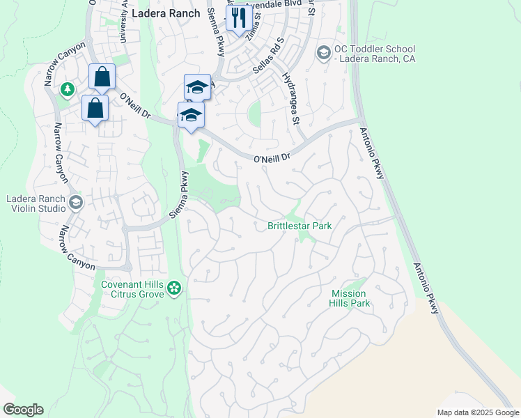 map of restaurants, bars, coffee shops, grocery stores, and more near 19 Tuscany in Mission Viejo