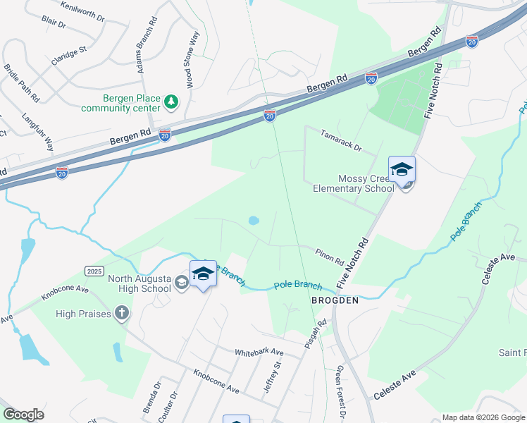 map of restaurants, bars, coffee shops, grocery stores, and more near 1002 Evergreen Court in North Augusta