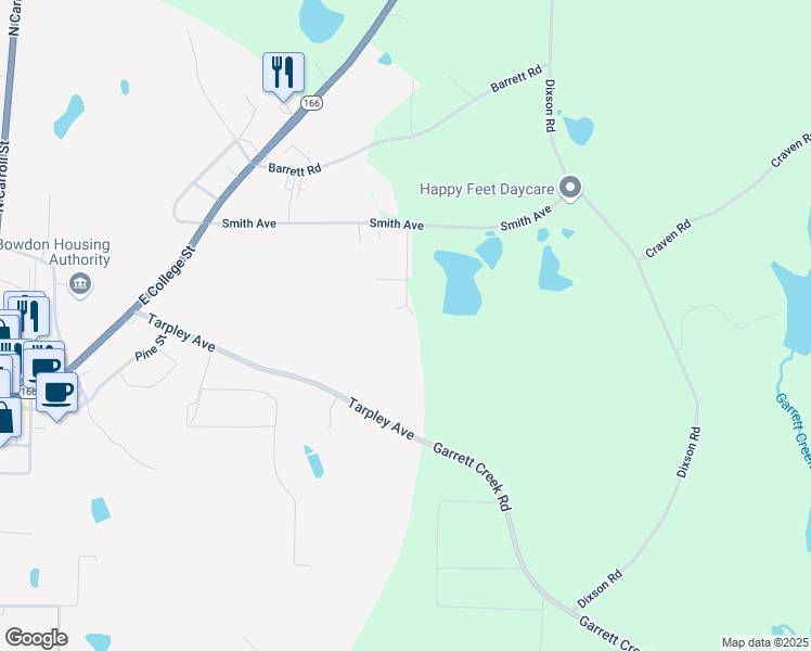 map of restaurants, bars, coffee shops, grocery stores, and more near 305 Melanie Court in Bowdon