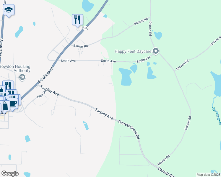 map of restaurants, bars, coffee shops, grocery stores, and more near 305 Melanie Court in Bowdon