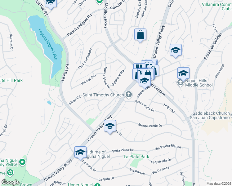 map of restaurants, bars, coffee shops, grocery stores, and more near 24877 Nueva Vista Drive in Laguna Niguel