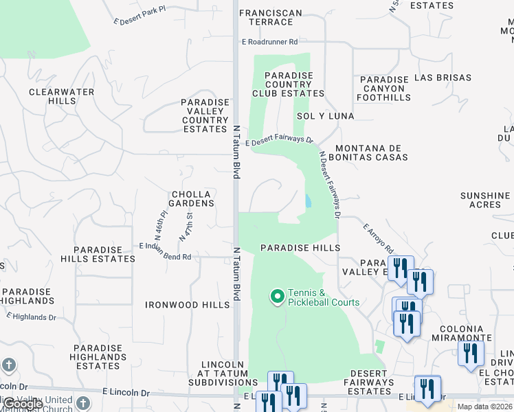 map of restaurants, bars, coffee shops, grocery stores, and more near 4802 East Cottontail Run Road in Paradise Valley
