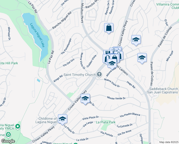 map of restaurants, bars, coffee shops, grocery stores, and more near 24889 Nueva Vista Drive in Laguna Niguel