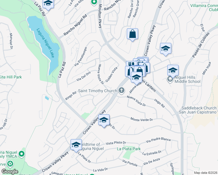 map of restaurants, bars, coffee shops, grocery stores, and more near 24847 Nueva Vista Drive in Laguna Niguel