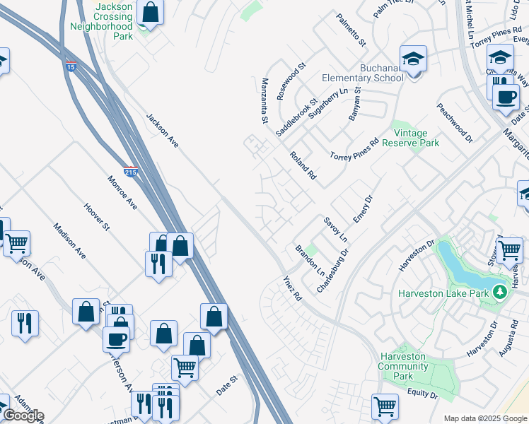 map of restaurants, bars, coffee shops, grocery stores, and more near 26385 Arboretum Way in Murrieta