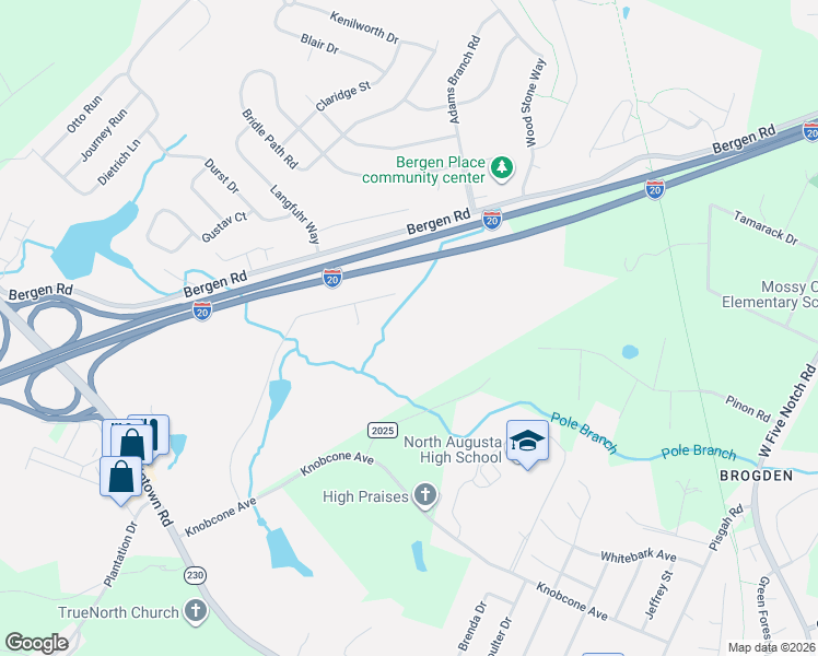 map of restaurants, bars, coffee shops, grocery stores, and more near 2008 Wellington Road in North Augusta