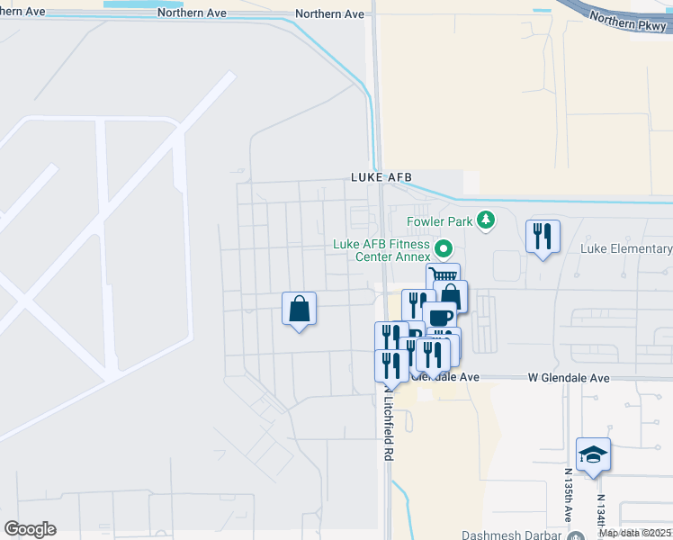 map of restaurants, bars, coffee shops, grocery stores, and more near 7260-7348 Bong Lane in Glendale