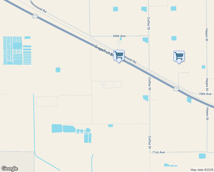map of restaurants, bars, coffee shops, grocery stores, and more near 69780 Grant Street in Mecca
