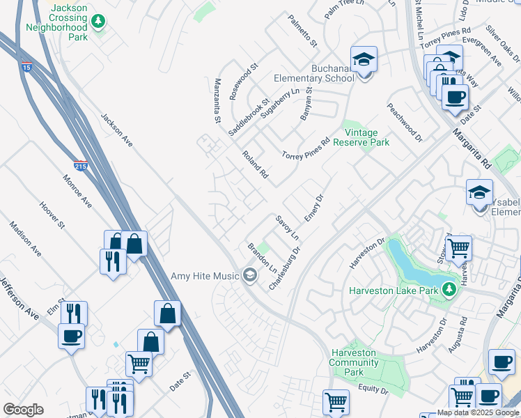 map of restaurants, bars, coffee shops, grocery stores, and more near 26466 Arboretum Way in Murrieta