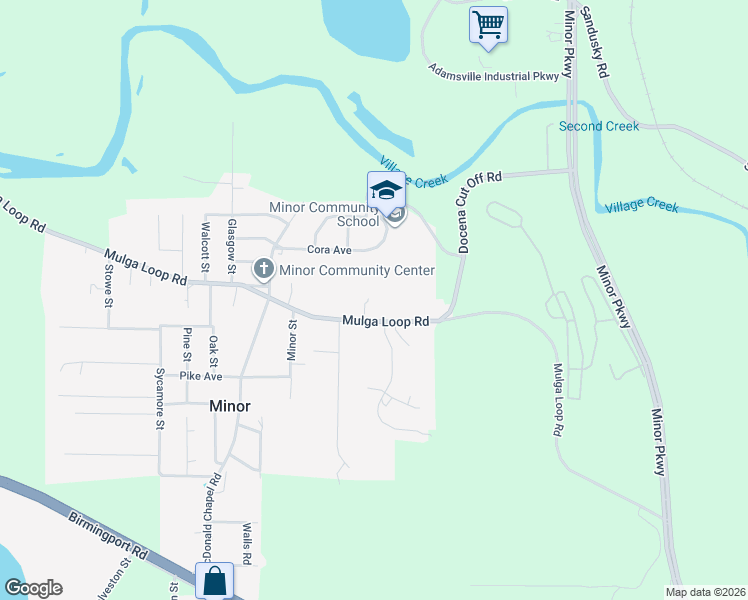 map of restaurants, bars, coffee shops, grocery stores, and more near 2985 Mulga Loop Road in Birmingham
