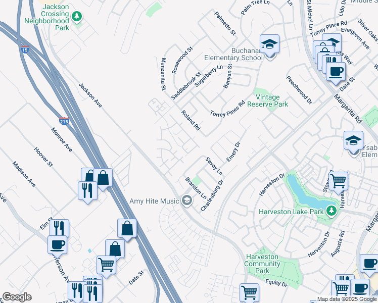 map of restaurants, bars, coffee shops, grocery stores, and more near 26520 Arboretum Way in Murrieta