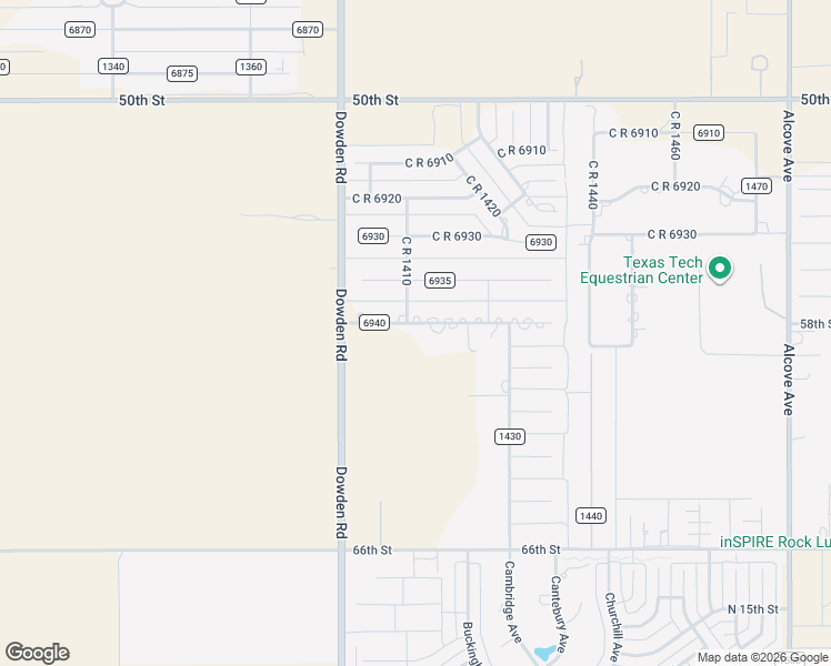 map of restaurants, bars, coffee shops, grocery stores, and more near 8417 C R 6940 in Lubbock