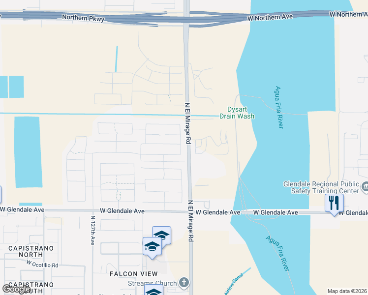 map of restaurants, bars, coffee shops, grocery stores, and more near 7405 North 123rd Drive in Maricopa County