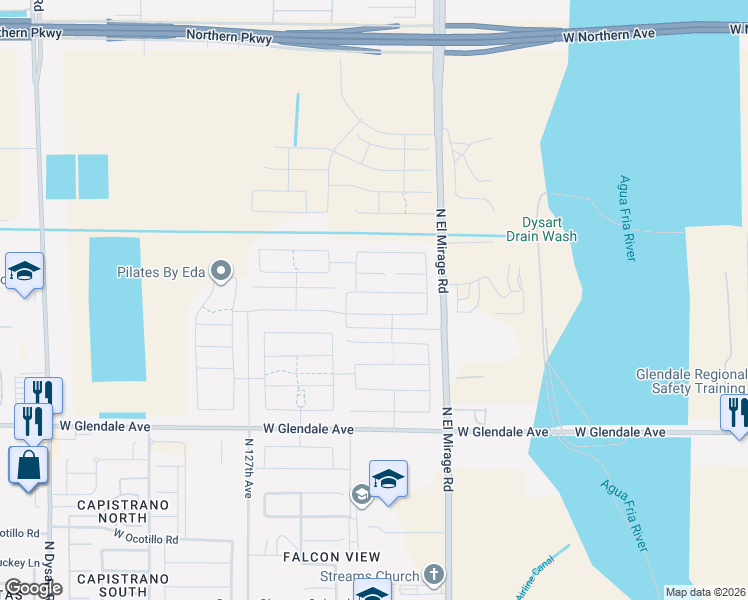 map of restaurants, bars, coffee shops, grocery stores, and more near 12450 West State Avenue in Maricopa County