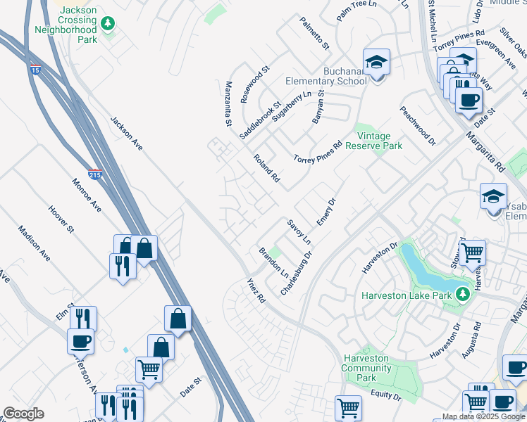 map of restaurants, bars, coffee shops, grocery stores, and more near 26466 Arboretum Way in Murrieta