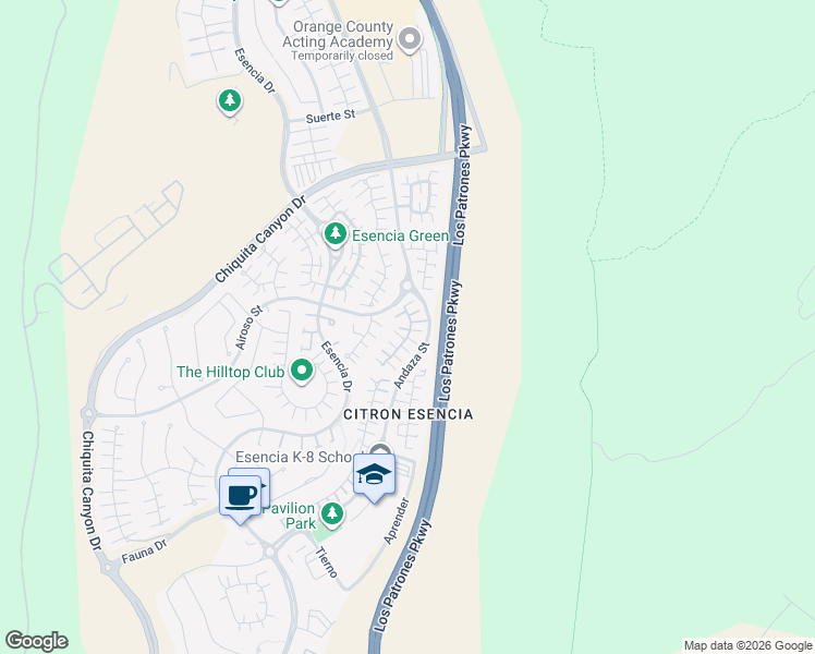 map of restaurants, bars, coffee shops, grocery stores, and more near 30 Majeza Court in Mission Viejo