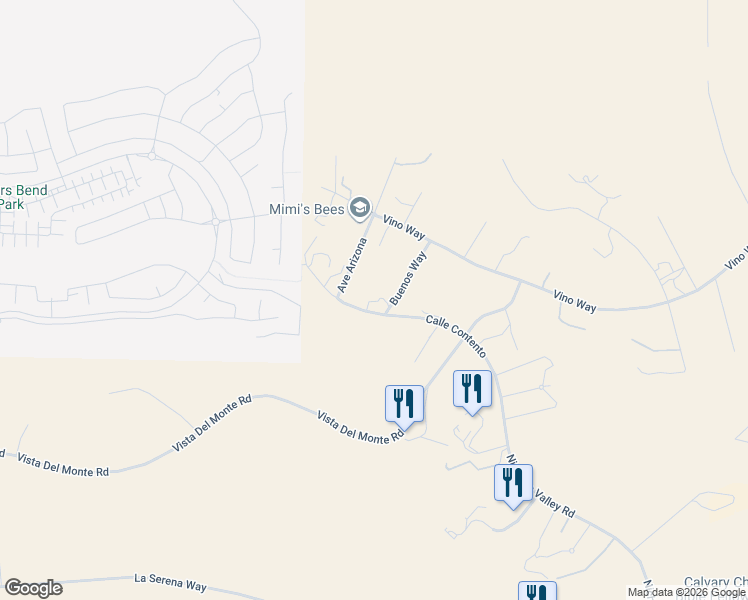 map of restaurants, bars, coffee shops, grocery stores, and more near 39400 Calle Contento in Temecula