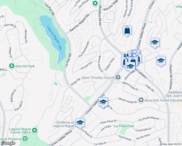 map of restaurants, bars, coffee shops, grocery stores, and more near 24692 Kings Road in Laguna Niguel