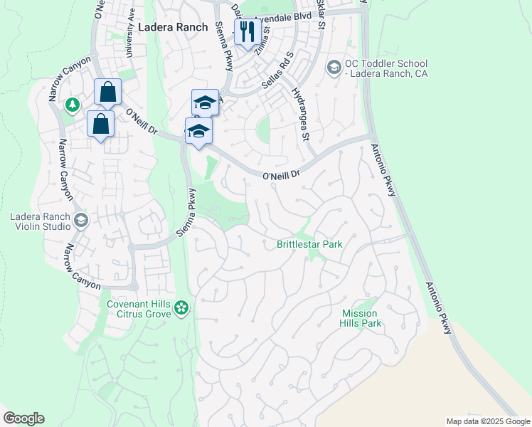 map of restaurants, bars, coffee shops, grocery stores, and more near 17 Tuscany in Ladera Ranch