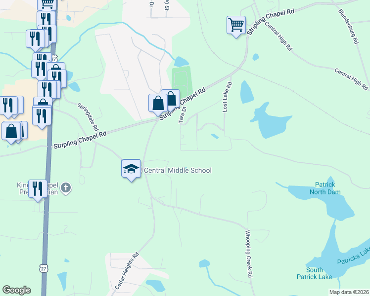 map of restaurants, bars, coffee shops, grocery stores, and more near 110 Tara Drive in Carrollton