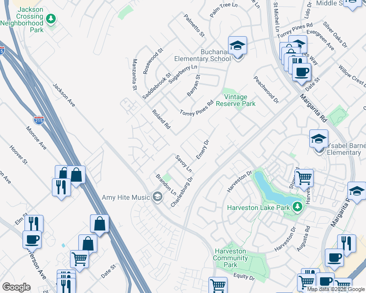 map of restaurants, bars, coffee shops, grocery stores, and more near 40324 Garrison Drive in Temecula