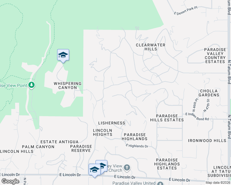 map of restaurants, bars, coffee shops, grocery stores, and more near 4112 East Sandy Mountain Road in Paradise Valley