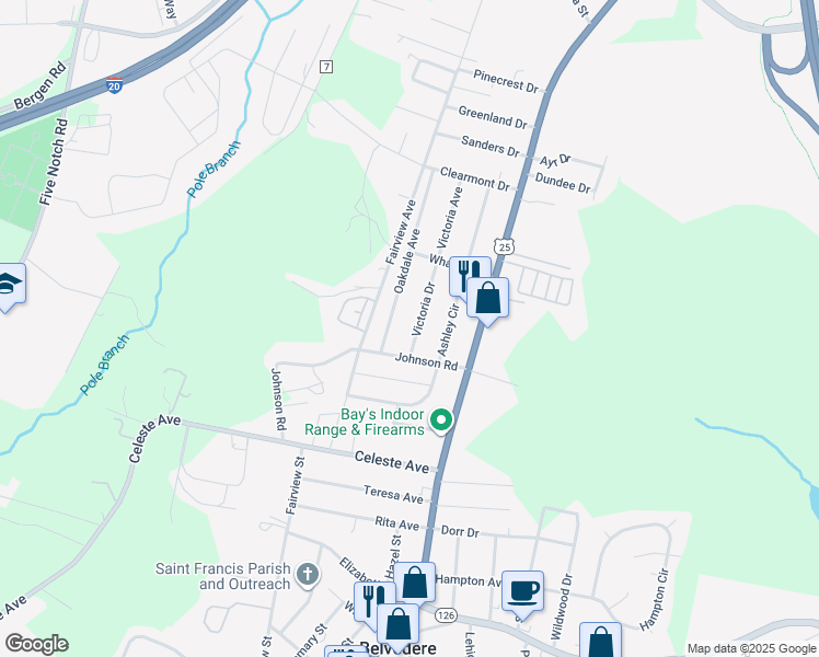 map of restaurants, bars, coffee shops, grocery stores, and more near 606 Victoria Drive in North Augusta
