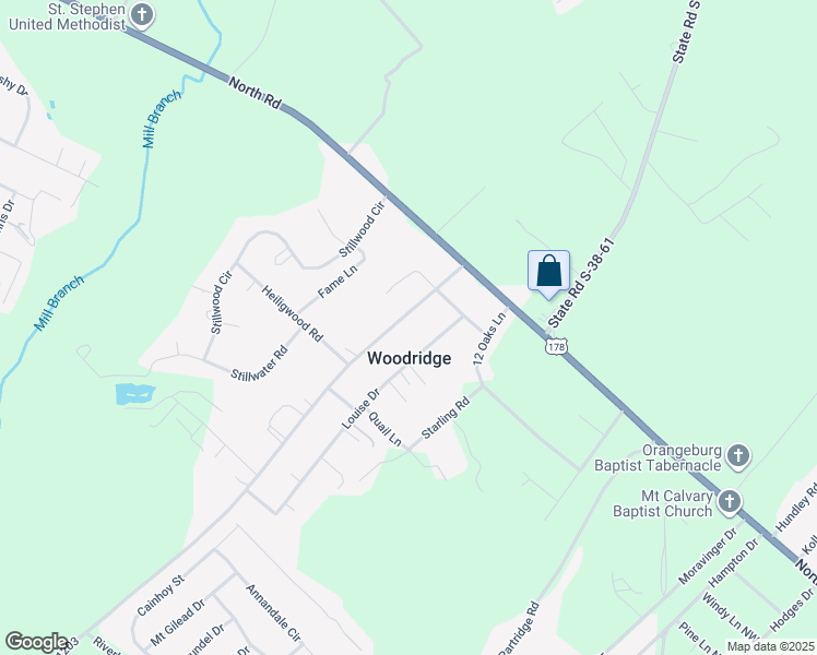 map of restaurants, bars, coffee shops, grocery stores, and more near 3725 Bochette Boulevard in Orangeburg