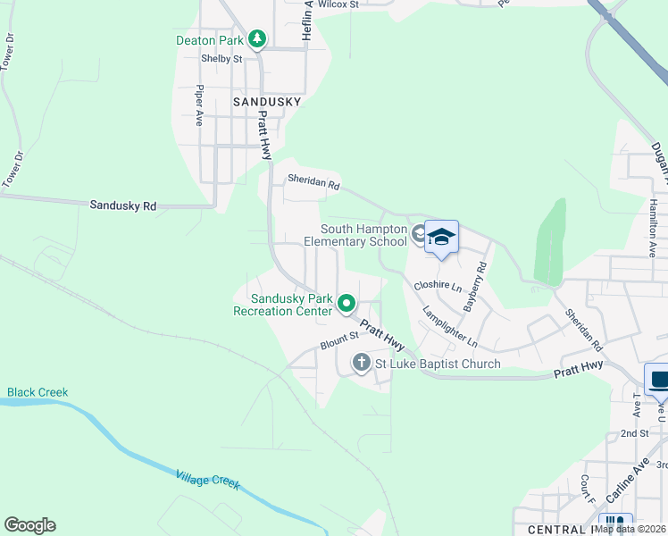 map of restaurants, bars, coffee shops, grocery stores, and more near 100 Fairfax Avenue in Birmingham